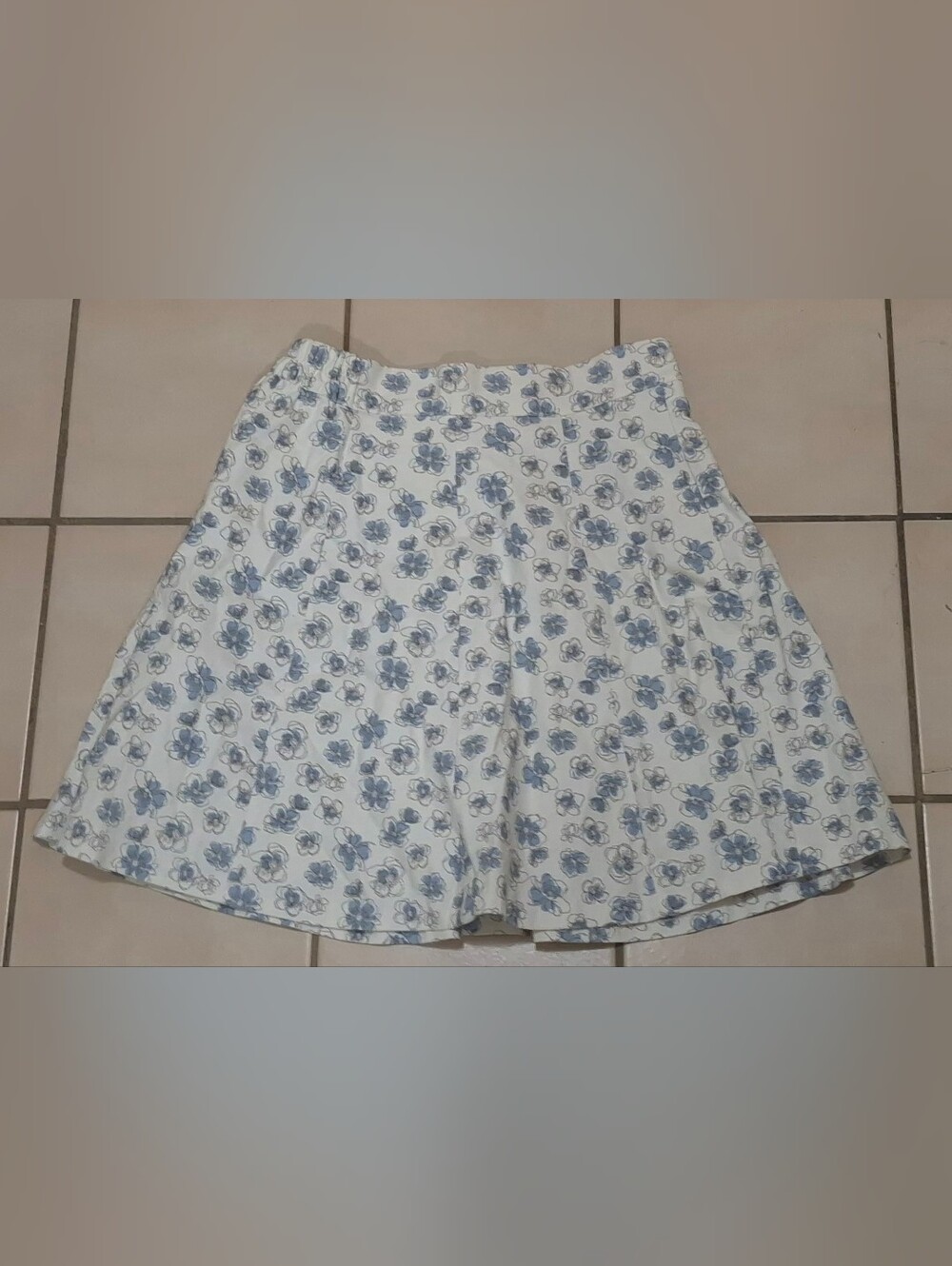 Noul by OAK + FORT Blue Floral 100% Cotton A-Line Mini Skirt | Lined |
